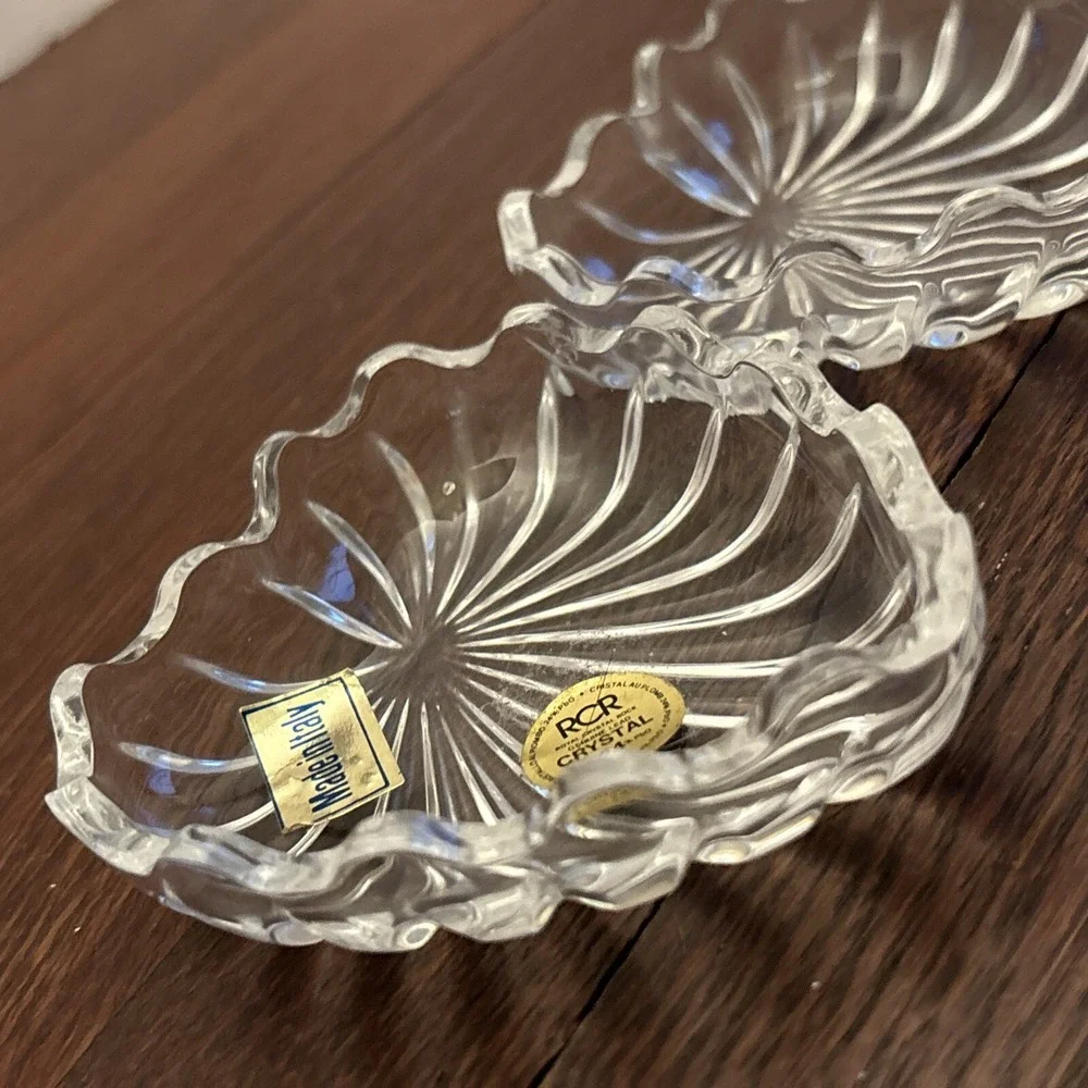Vintage Crystal Heart Shaped Interlocking Trinket Jewlery Box RCR Made In Italy